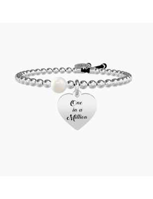 BRACCIALE ELASTICO CON SFERE, PERLA E CIONDOLO A CUORE KIDULT 731261 KIDULT