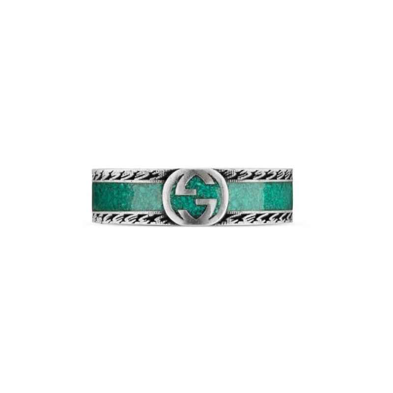 ANELLO ARGENTO SMALTO TURCHESE M13 GUCCI INTERLOCKING G ANELLO ARGENTO SMALTO TURCHESE M13 GUCCI INTERLOCKING G