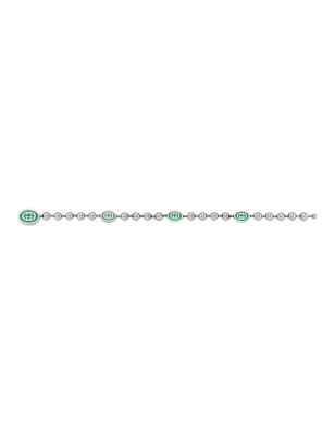 BRACCIALE ARGENTO SMALTO VERDE 17CM DONNA GUCCI INTERLOCKING G