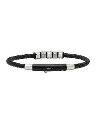 BRACCIALE IN ACCIAIO E PELLE NERA INTRECCIATO UOMO BREIL 