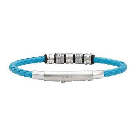 BRACCIALE IN ACCIAIO E PELLE TURCHESE INTRECCIATA UOMO BREIL 
