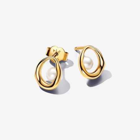 ORECCHINI OVALI CON PERLA ACQUA DOLCE DONNA PANDORA  263295C01 PANDORA