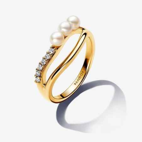 ANELLO LINEA SINUOSA PERLE E PAVE' MIS.52 DONNA PANDORA  163258C01-52 PANDORA