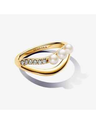 ANELLO LINEA SINUOSA PERLE E PAVE MIS.54 DONNA PANDORA 