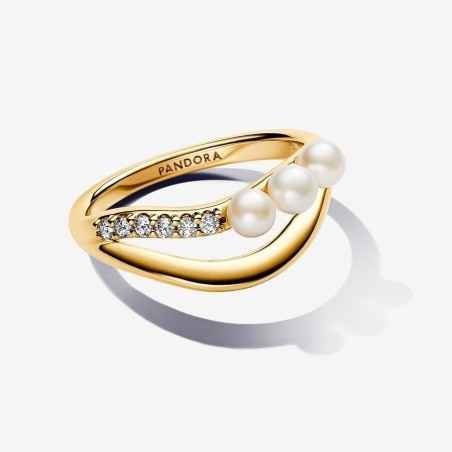 ANELLO LINEA SINUOSA PERLE E PAVE MIS.54 DONNA PANDORA 
