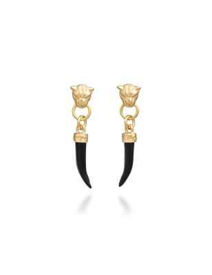 ORECCHINI DORATI LEOPARDO ZANNA NERA DONNA GIOVANNI RASPINI  12028 GIOVANNI RASPINI