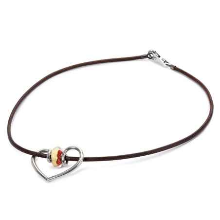 COLLANA CUOIO MARRONE 42CM DONNA TROLLBEADS 
