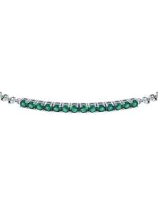 BRACCIALE TENNIS ARGENTO E CRISTALLI VERDI UOMO MORELLATO 