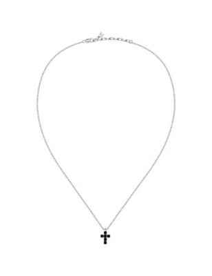COLLANA PENDENTE CROCE E ZIRCONI NERI UOMO MORELLATO  SATT13 MORELLATO