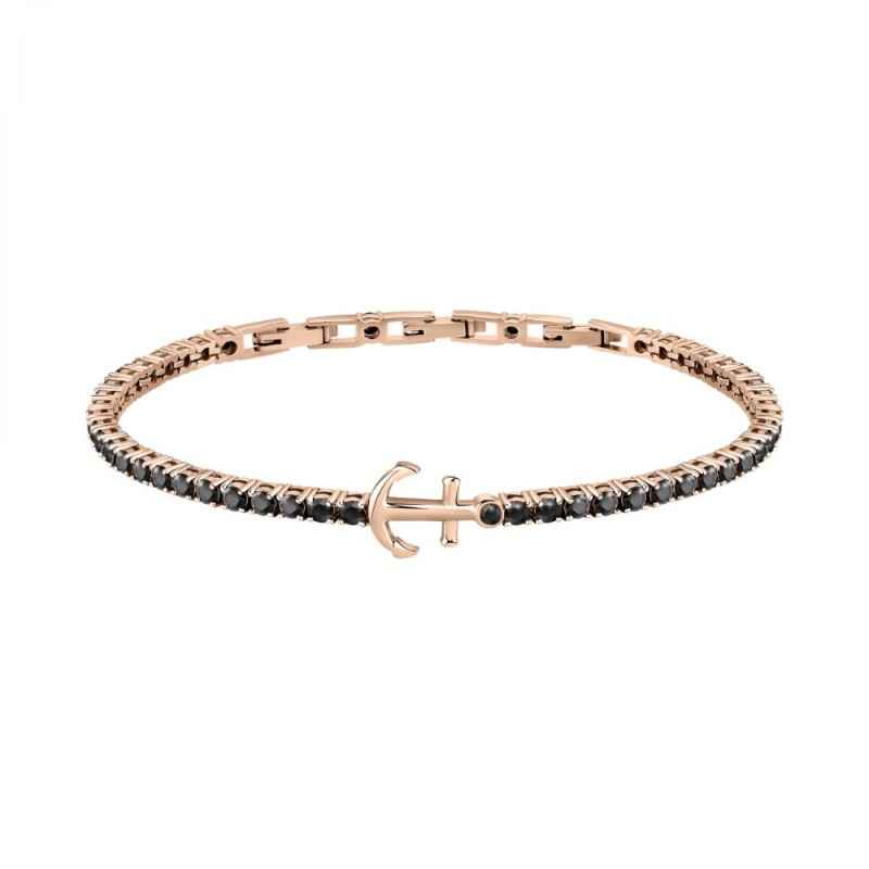 BRACCIALE TENNIS ZIRCONI NERI CON ANCORA UOMO MORELLATO 