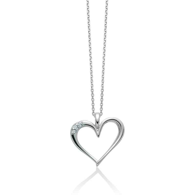 COLLANA CUORE ORO BIANCO 3 DIAMANTI DONNA MILUNA I DIAMANTI COLLANA CUORE ORO BIANCO 3 DIAMANTI DONNA MILUNA I DIAMANTI
