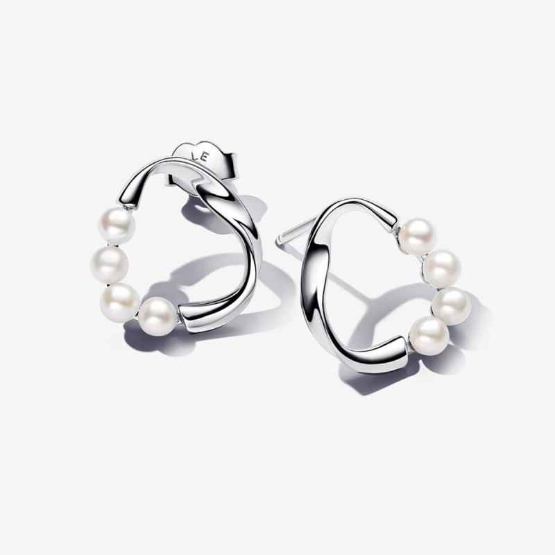 ORECCHINI LINEA SINUOSA CIRCOLARE PERLE DONNA PANDORA ORECCHINI LINEA SINUOSA CIRCOLARE PERLE DONNA PANDORA