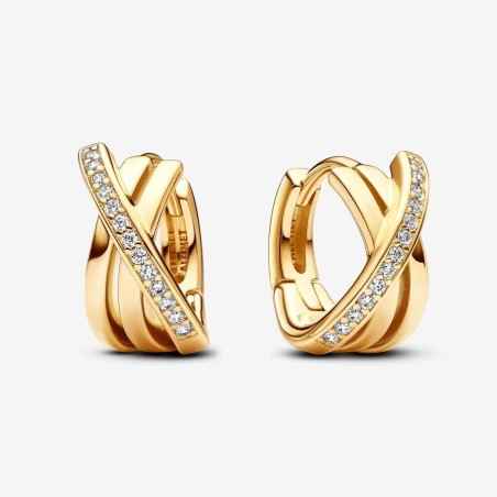 ORECCHINI CERCHI LINEE INTRECCIATE DORATI DONNA PANDORA  263150C01 PANDORA