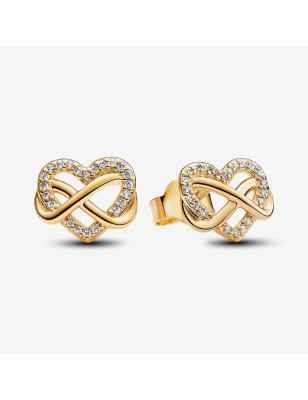 ORECCHINI CUORE INFINITO PIETRE LUMINOSE DORATI PANDORA 262667C01 PANDORA