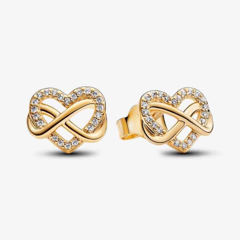 ORECCHINI CUORE INFINITO PIETRE LUMINOSE DORATI PANDORA ORECCHINI CUORE INFINITO PIETRE LUMINOSE DORATI PANDORA
