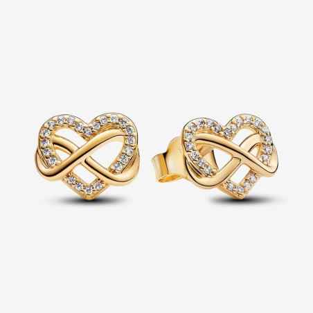 ORECCHINI CUORE INFINITO PIETRE LUMINOSE DORATI PANDORA 262667C01 PANDORA