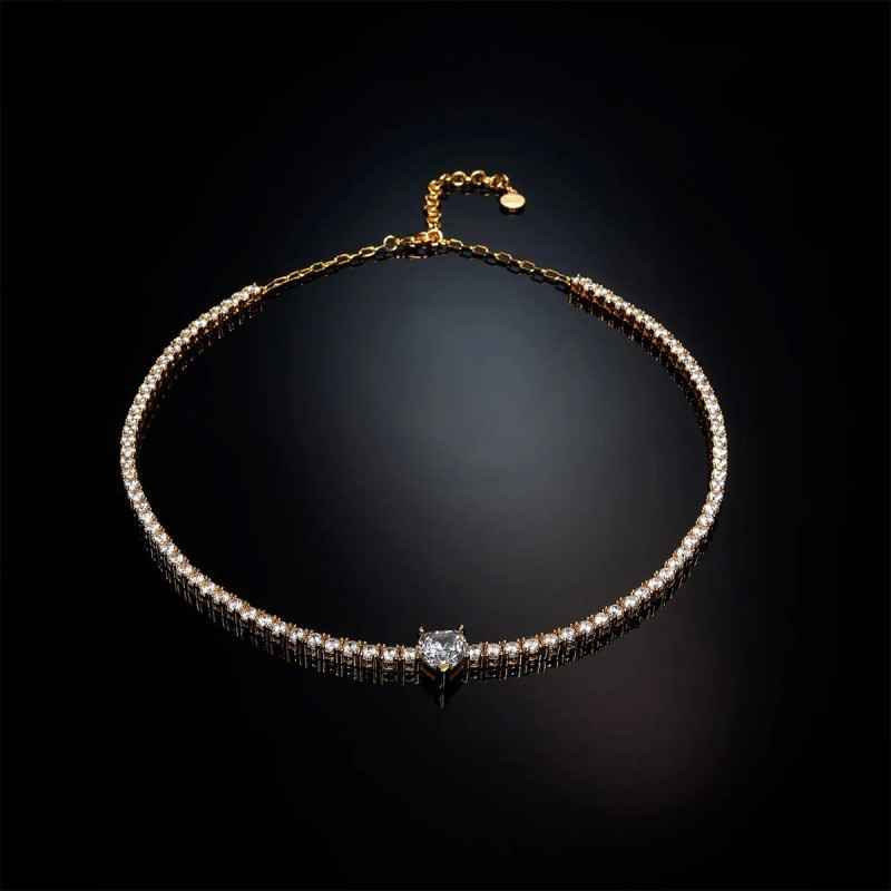 GIROCOLLO DORATO ZIRCONI BIANCHI CHIARA FERRAGNI FIRST LOVE