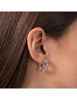 ORECCHINI CERCHIO ZIRCONI ROSA A CUORE CHIARA FERRAGNI J19AUV24 CHIARA FERRAGNI