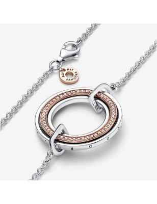 COLLANA CERCHIO BICOLORE LOGO E PAVE' 50CM DONNA PANDORA 