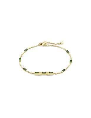 BRACCIALE ORO GIALLO TORMALINE VERDI DONNA GUCCI LINK TO LOVE YBA702395002016 GUCCI