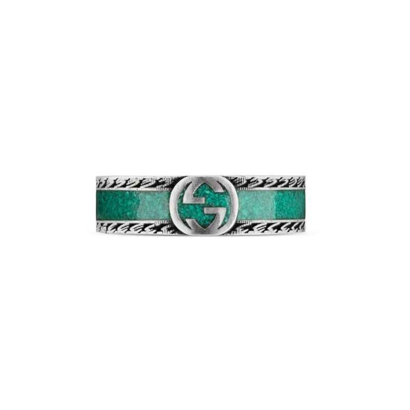 ANELLO IN ARGENTO SMALTO TURCHESE MISURA 14 DONNA GUCCI INTERLOCKING G ANELLO IN ARGENTO SMALTO TURCHESE MISURA 14 DONNA GUCCI INTERLOCKING G