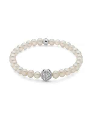 BRACCIALE PERLE BIANCHE CHARM RODIO PAVE DONNA MILUNA  PBR3500-TPZ MILUNA