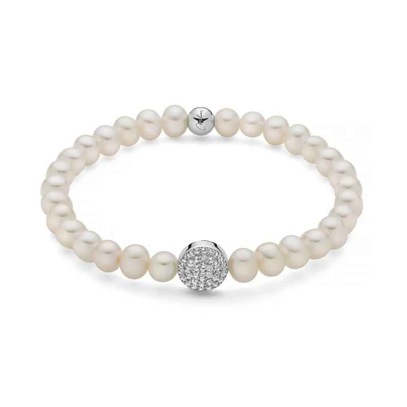 BRACCIALE PERLE BIANCHE CHARM RODIO PAVE DONNA MILUNA BRACCIALE PERLE BIANCHE CHARM RODIO PAVE DONNA MILUNA