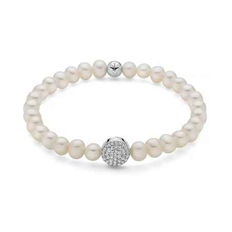 BRACCIALE PERLE BIANCHE CHARM RODIO PAVE DONNA MILUNA  PBR3500-TPZ MILUNA