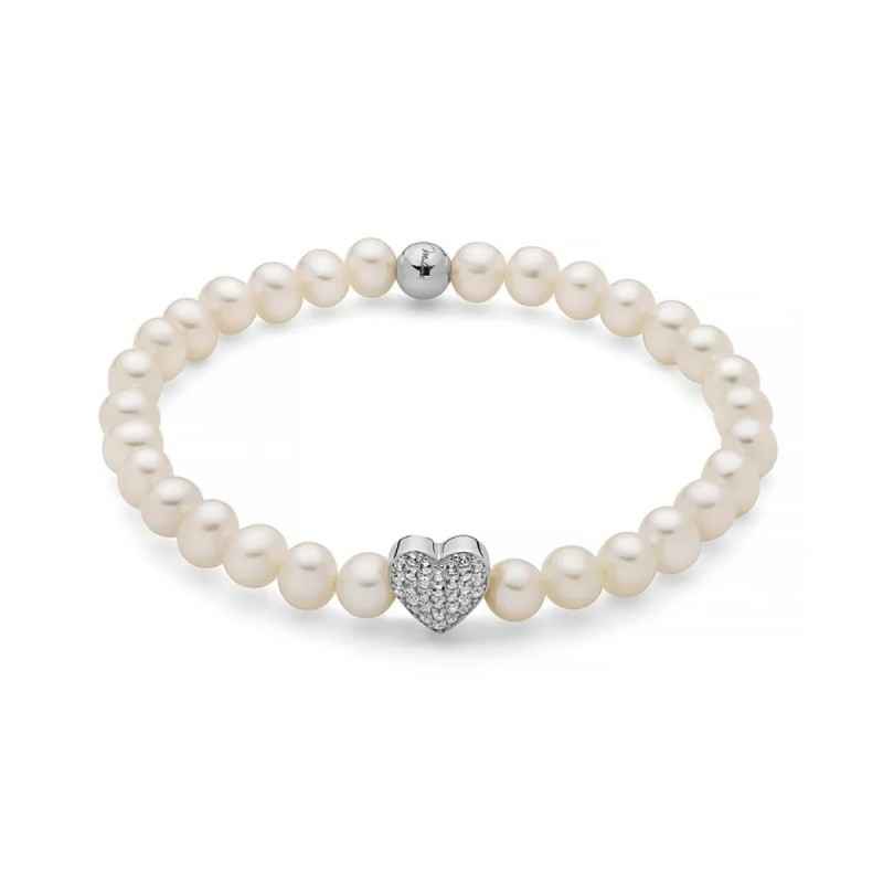 BRACCIALE PERLE BIANCHE CUORE RODIO DONNA MILUNA BRACCIALE PERLE BIANCHE CUORE RODIO DONNA MILUNA