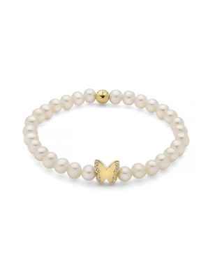 BRACCIALE PERLE BIANCHE FARFALLA DORATO DONNA MILUNA  PBR3502G-TPZ MILUNA
