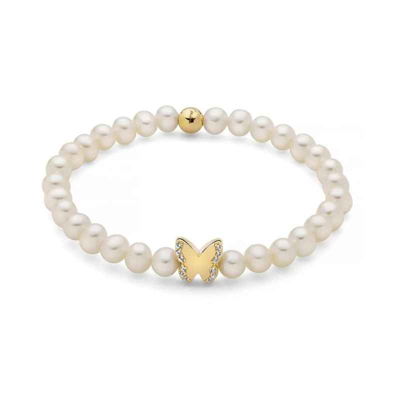 BRACCIALE PERLE BIANCHE FARFALLA DORATO DONNA MILUNA BRACCIALE PERLE BIANCHE FARFALLA DORATO DONNA MILUNA