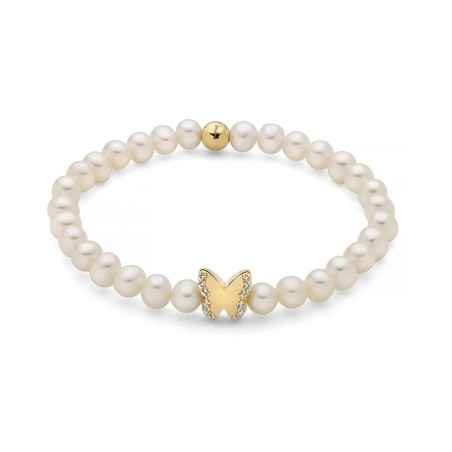 BRACCIALE PERLE BIANCHE FARFALLA DORATO DONNA MILUNA  PBR3502G-TPZ MILUNA
