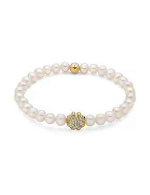 BRACCIALE PERLE BIANCHE QUADRIFOGLIO DORATO DONNA MILUNA  PBR3501G-TPZ MILUNA