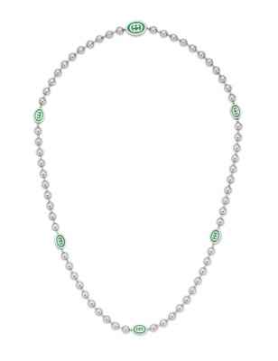 COLLANA IN ARGENTO E SMALTO VERDE UOMO-DONNA GUCCI INTERLOCKING G YBB70161100100U GUCCI