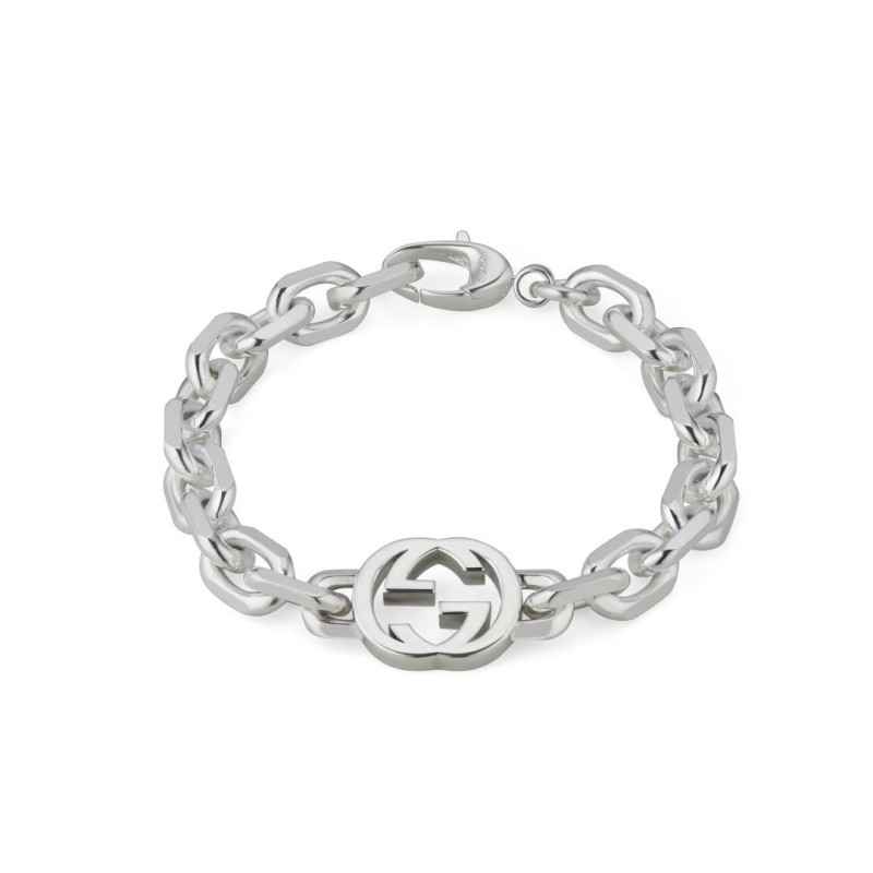 BRACCIALE A CATENA IN ARGENTO 19CM UOMO GUCCI INTERLOCKING G BRACCIALE A CATENA IN ARGENTO 19CM UOMO GUCCI INTERLOCKING G