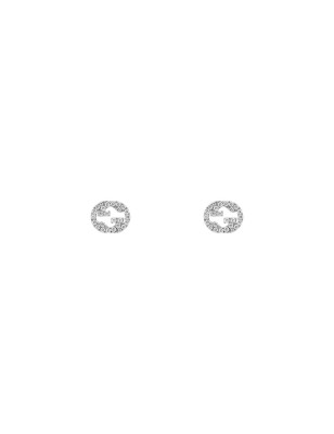 ORECCHINI IN ORO BIANCO E DIAMANTI DONNA GUCCI INTERLOCKING G YBD72940800300U GUCCI