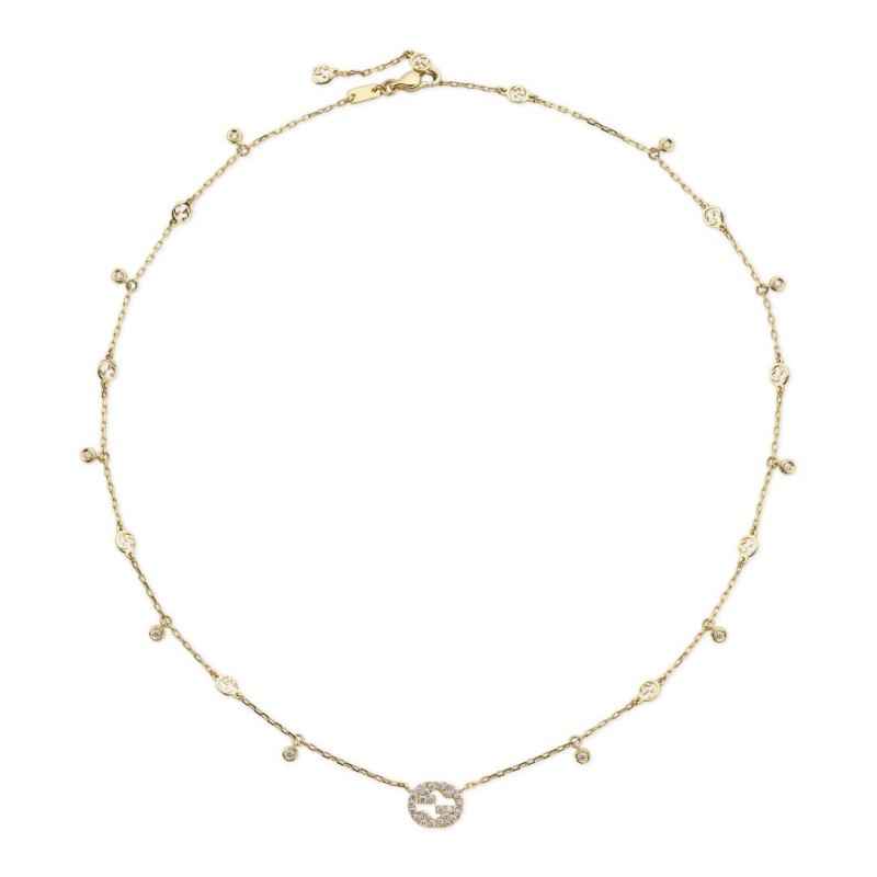 COLLANA IN ORO GIALLO E DIAMANTI 0.27 CT DONNA GUCCI INTERLOCKING G COLLANA IN ORO GIALLO E DIAMANTI 0.27 CT DONNA GUCCI INTERLOCKING G