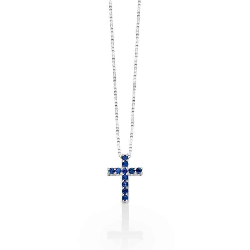 COLLANA CROCE ZAFFIRI BLU DONNA MILUNA COLLANA CROCE ZAFFIRI BLU DONNA MILUNA