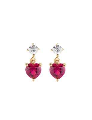 ORECCHINI PRINCESS DORATI CUORE RUBINO DONNA AMEN  ECUGR AMEN
