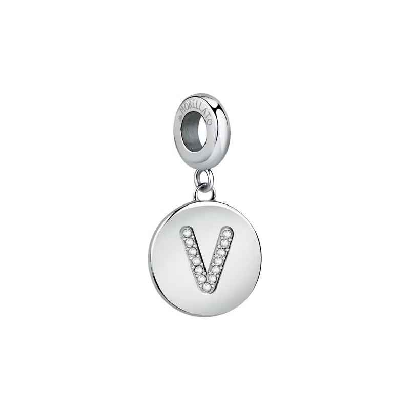 CHARM LETTERA V ACCIAIO E CRISTALLI DONNA MORELLATO 