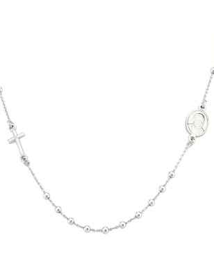 GIROCOLLO ROSARIO ARGENTO RODIATO UOMO-DONNA AMEN CROB25 AMEN