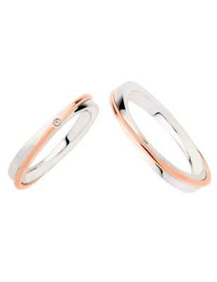 ANELLO FEDE ORO BIANCO E ROSA CON DIAMANTE 0.02 DONNA POLELLO  2502DBR POLELLO