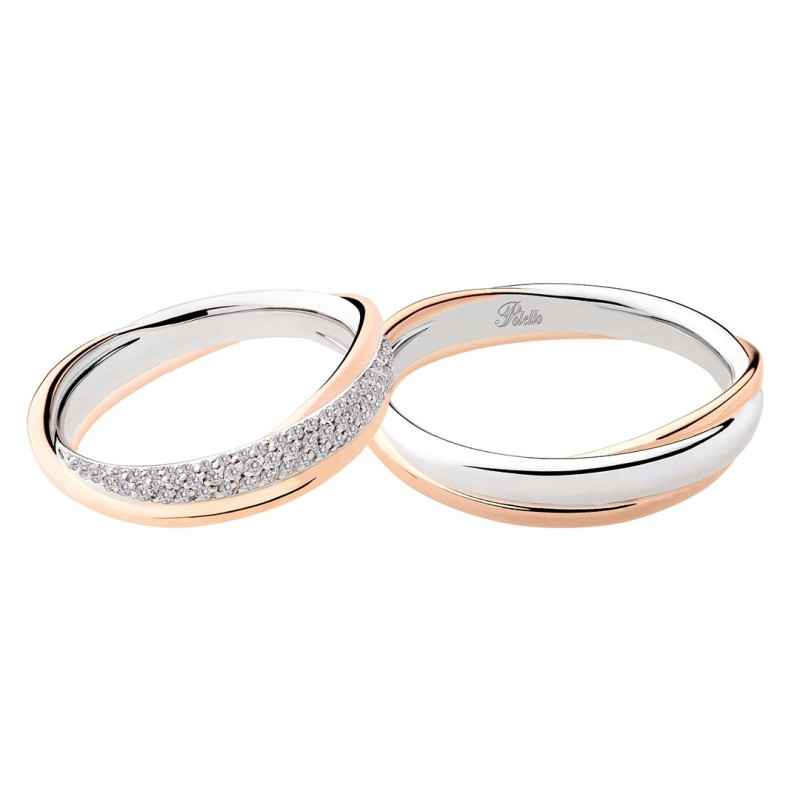 ANELLO FEDE ORO BIANCO ROSA DIAMANTI 0.48 CT DONNA POLELLO ANELLO FEDE ORO BIANCO ROSA DIAMANTI 0.48 CT DONNA POLELLO