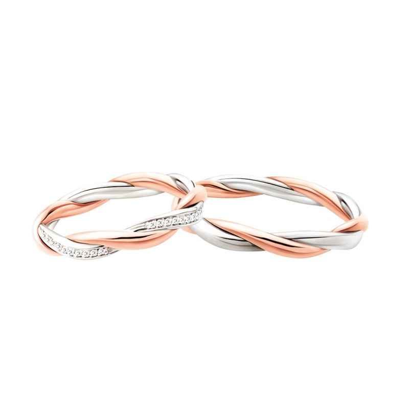 ANELLO FEDE INTRECCIO ORO BIANCO CON DIAMANTI E ORO ROSA DONNA POLELLO ANELLO FEDE INTRECCIO ORO BIANCO CON DIAMANTI E ORO ROSA DONNA POLELLO