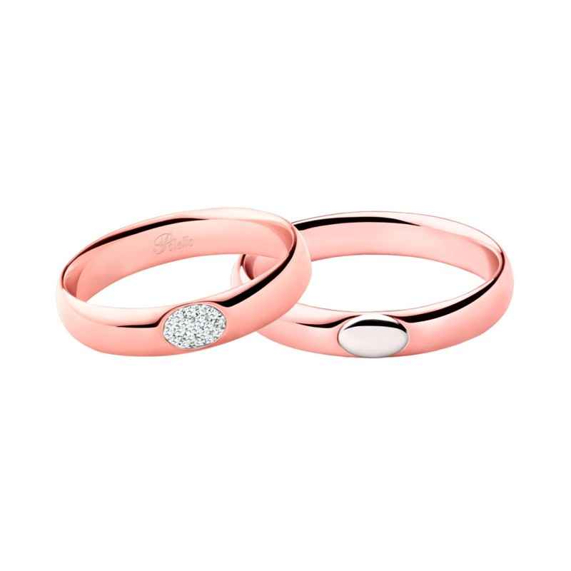 ANELLO FEDE ORO ROSA E BIANCO CON DIAMANTI DONNA POLELLO ANELLO FEDE ORO ROSA E BIANCO CON DIAMANTI DONNA POLELLO