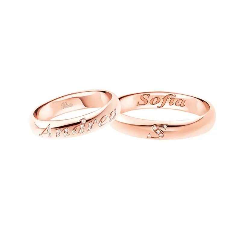 ANELLO FEDE CON INIZIALE ORO ROSA DIAMANTI UOMO-DONNA POLELLO ANELLO FEDE CON INIZIALE ORO ROSA DIAMANTI UOMO-DONNA POLELLO