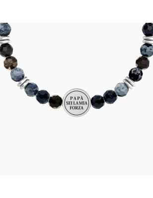 BRACCIALE AGATA BLU PAPA' SEI LA MIA FORZA UOMO KIDULT 