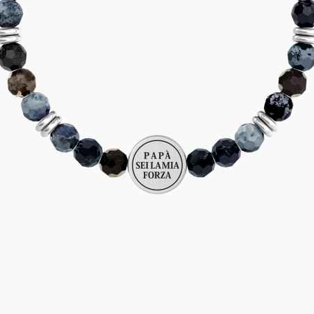 BRACCIALE AGATA BLU PAPA' SEI LA MIA FORZA UOMO KIDULT 