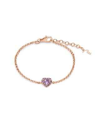 BRACCIALE ARGENTO DORATO E AMETISTA A CUORE DONNA MILUNA  BRD1000 MILUNA