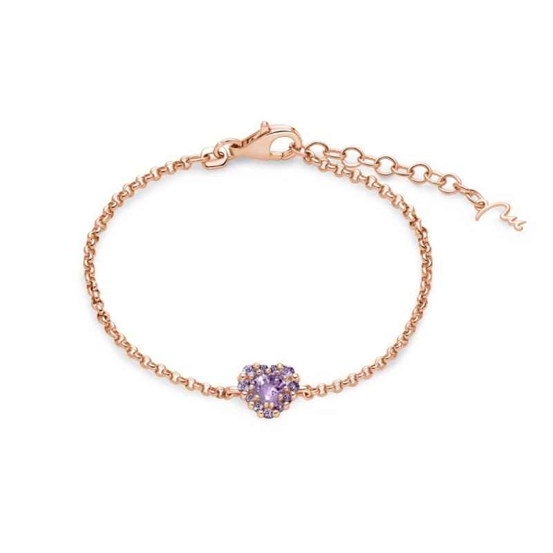 BRACCIALE ARGENTO DORATO E AMETISTA A CUORE DONNA MILUNA BRACCIALE ARGENTO DORATO E AMETISTA A CUORE DONNA MILUNA
